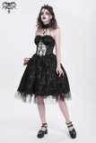 Halter Gothic Dress with Tulle Skirt and Lace Detail
