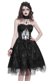 Halter Gothic Dress with Tulle Skirt and Lace Detail