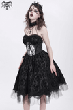 Halter Gothic Dress with Tulle Skirt and Lace Detail