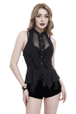 Halter Neck Gothic Blouse / Sheer Irregular Shirt