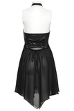 Halter Neck Punk Dress with Lace-Up Front and Chiffon Hem