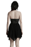 Halter Neck Punk Dress with Lace-Up Front and Chiffon Hem