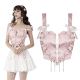 Heart-Shaped Pink Bustier Top with Strapping Detail