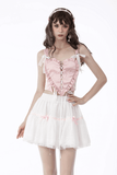 Heart-Shaped Pink Bustier Top with Strapping Detail