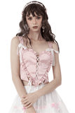 Heart-Shaped Pink Bustier Top with Strapping Detail