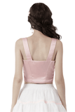 Heart-Shaped Pink Bustier Top with Strapping Detail