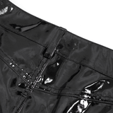 High-Rise Faux Leather Shorts for Women with Buckle Accents