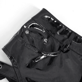 High-Rise Faux Leather Shorts for Women with Buckle Accents