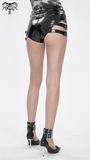 High-Rise Faux Leather Shorts for Women with Buckle Accents