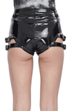 High-Rise Faux Leather Shorts for Women with Buckle Accents