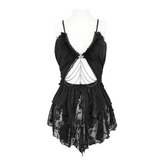 Hollow Out Mini Dress / Lace Nightwear with Open Back