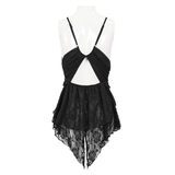 Hollow Out Mini Dress / Lace Nightwear with Open Back