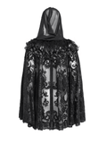 Hooded Cape with Feather Trim and Rose Embellishments