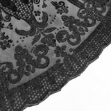 Hooded Cape with Feather Trim and Rose Embellishments