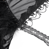 Hooded Cape with Feather Trim and Rose Embellishments