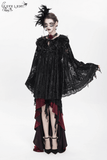 Hooded Cape with Feather Trim and Rose Embellishments