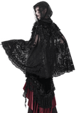Hooded Cape with Feather Trim and Rose Embellishments