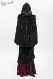 Hooded Cape with Feather Trim and Rose Embellishments