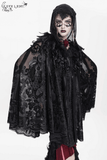 Hooded Cape with Feather Trim and Rose Embellishments