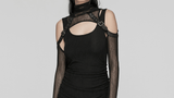 Hooded Post-Apocalyptic Two-Piece Dress with Mesh Accents