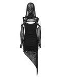 Hooded Post-Apocalyptic Two-Piece Dress with Mesh Accents