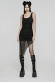 Hooded Post-Apocalyptic Two-Piece Dress with Mesh Accents