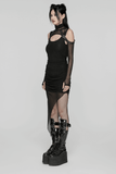 Hooded Post-Apocalyptic Two-Piece Dress with Mesh Accents