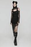 Hooded Post-Apocalyptic Two-Piece Dress with Mesh Accents