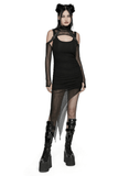 Hooded Post-Apocalyptic Two-Piece Dress with Mesh Accents