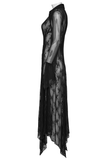 Lace Gothic Cape with Adjustable Neck and Jagged Hem Finish