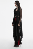 Lace Gothic Cape with Adjustable Neck and Jagged Hem Finish
