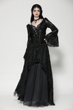 Lace Gothic Corset Top with Bell Sleeves and Tie Details