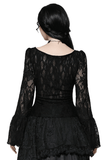 Lace Gothic Corset Top with Bell Sleeves and Tie Details