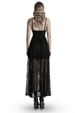 Lace Gothic Dress with Plunging V-Neck and Corset Back Tie