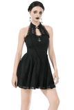 Lace Halter Dress with Elegant Keyhole Neck Design