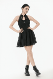 Lace Halter Dress with Elegant Keyhole Neck Design