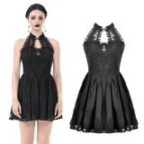Lace Halter Dress with Elegant Keyhole Neck Design