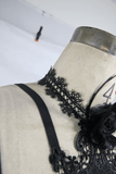 Damen-Spitzengeschirr mit 3D-Blumen / Gothic-Brustgurt mit abnehmbaren Glasdiamanten 