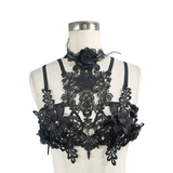 Lace Harness with 3D Flowers / Gothic Chest Strap Top