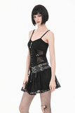 Lace Mini Skirt with Draped Chain Accents for Women