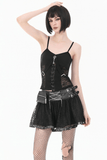 Lace Mini Skirt with Draped Chain Accents for Women