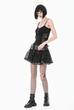Lace Mini Skirt with Draped Chain Accents for Women