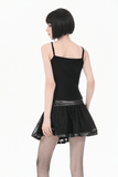 Lace Mini Skirt with Draped Chain Accents for Women