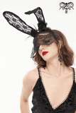 Coiffe d'oreilles de lapin en dentelle pour femmes avec masque facial / accessoires de cheveux sexy gothiques