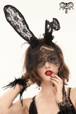 Coiffe d'oreilles de lapin en dentelle pour femmes avec masque facial / accessoires de cheveux sexy gothiques