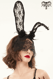 Damen-Kopfschmuck aus Spitze mit Hasenohren und Gesichtsmaske / sexy Gothic-Haarschmuck