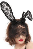 Damen-Kopfschmuck aus Spitze mit Hasenohren und Gesichtsmaske / sexy Gothic-Haarschmuck
