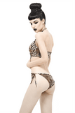 Stylischer Damen-Zweiteiler-Badeanzug mit Schnürung / Sexy Damen-Bikini im Leo-Look mit Animal-Print
