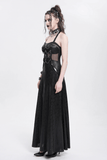 Lace-Up Gothic Maxi Dress with Corset and Chain Accents