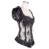 Lace-Up Gothic Women's Corset: Feathers and Flowers